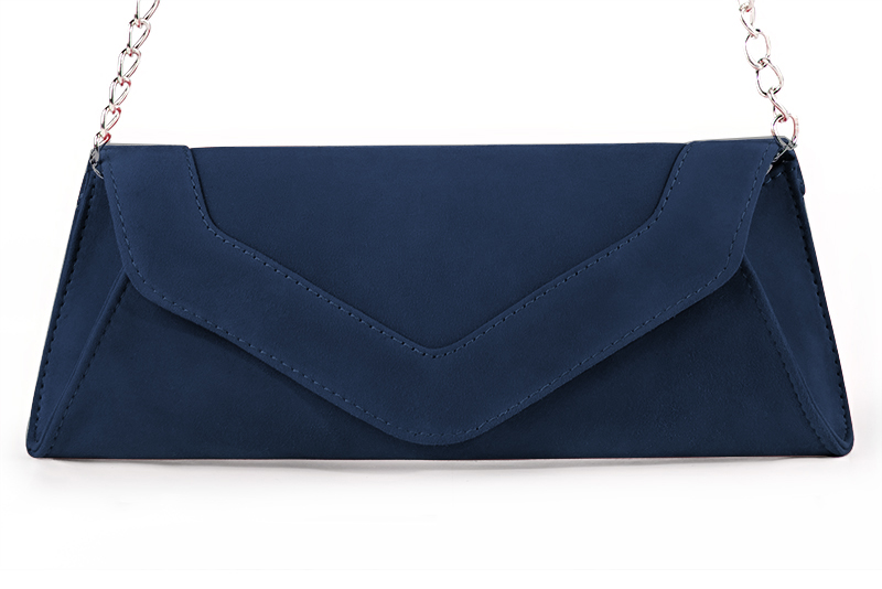 Navy blue women's dress clutch, for weddings, ceremonies, cocktails and parties. Profile view - Florence KOOIJMAN